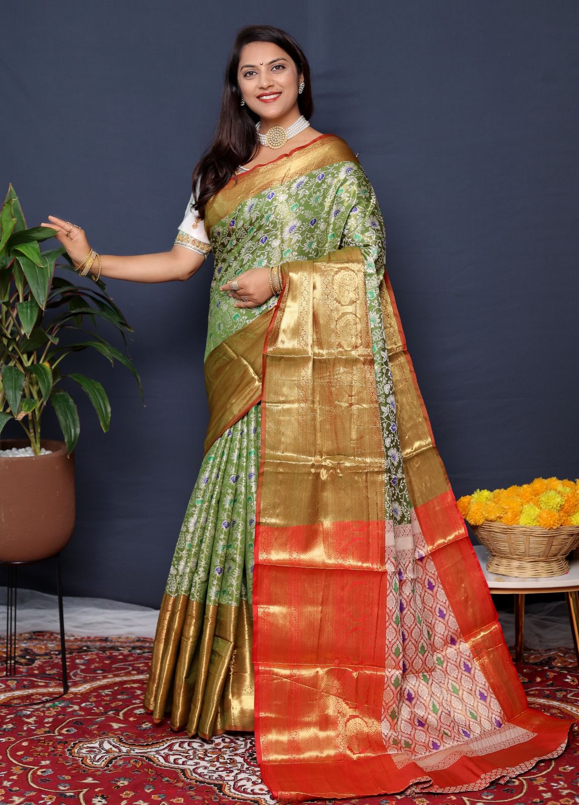 Tissue Meenakari Silk Kanchipuram Saree Catalog